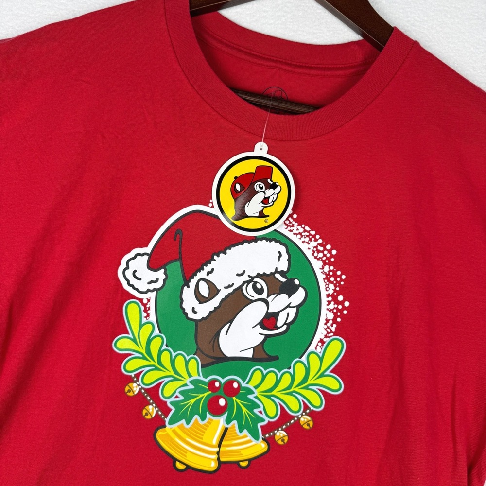 NWT Buc-ees T-Shirt Mens Medium Red Jingle All The Way 2025 Christmas